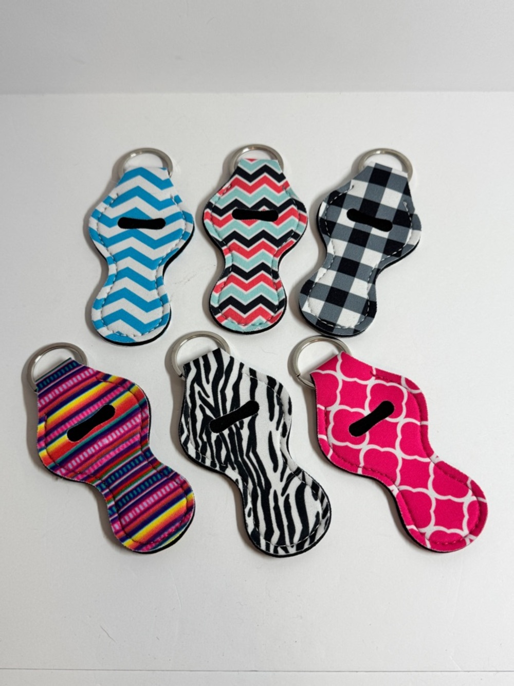 New Lip Balm Keychain Holder - Pink, Blue, Black & Multi Pattern Pack